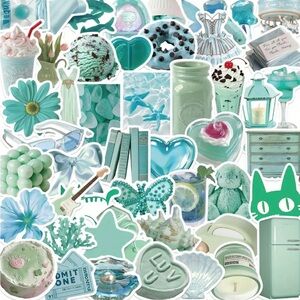 Blue Floral and Abstract Sticker Design Set (pack of 20)